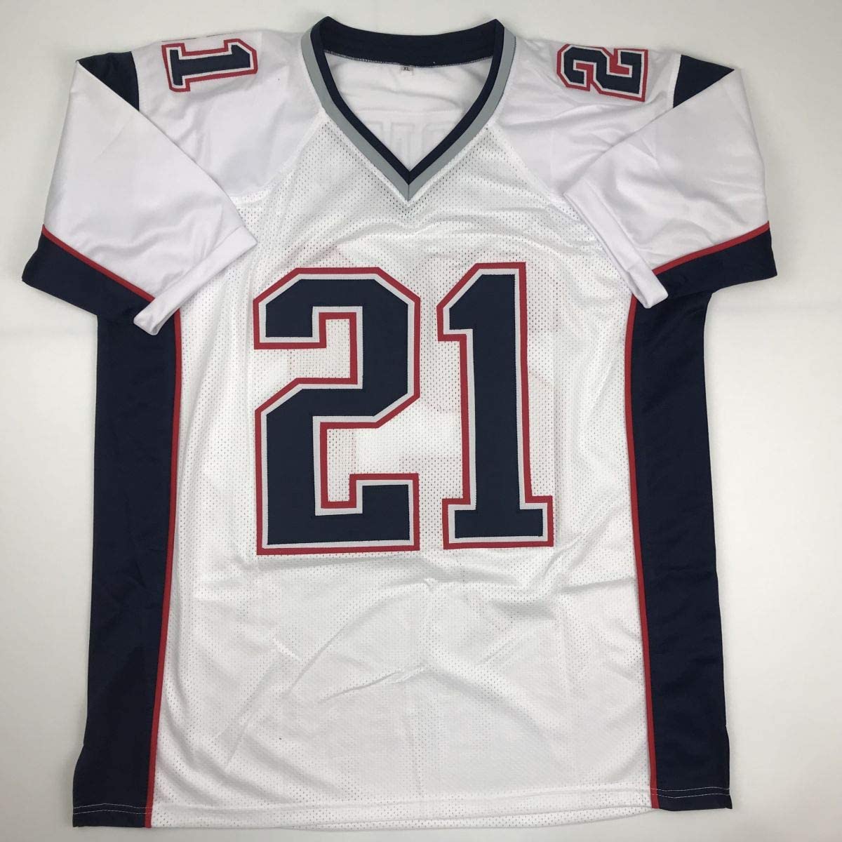 Autographed/Signed Duron Harmon New England White Football Jersey JSA COA
