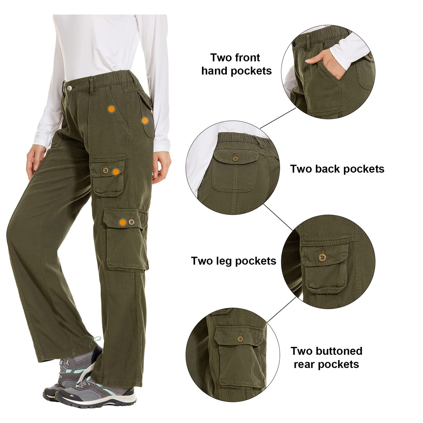 Women's Hiking Cargo Pants Joggers Cotton Casual Military Army Combat Work Pants with 7 Pockets,Army Green XL