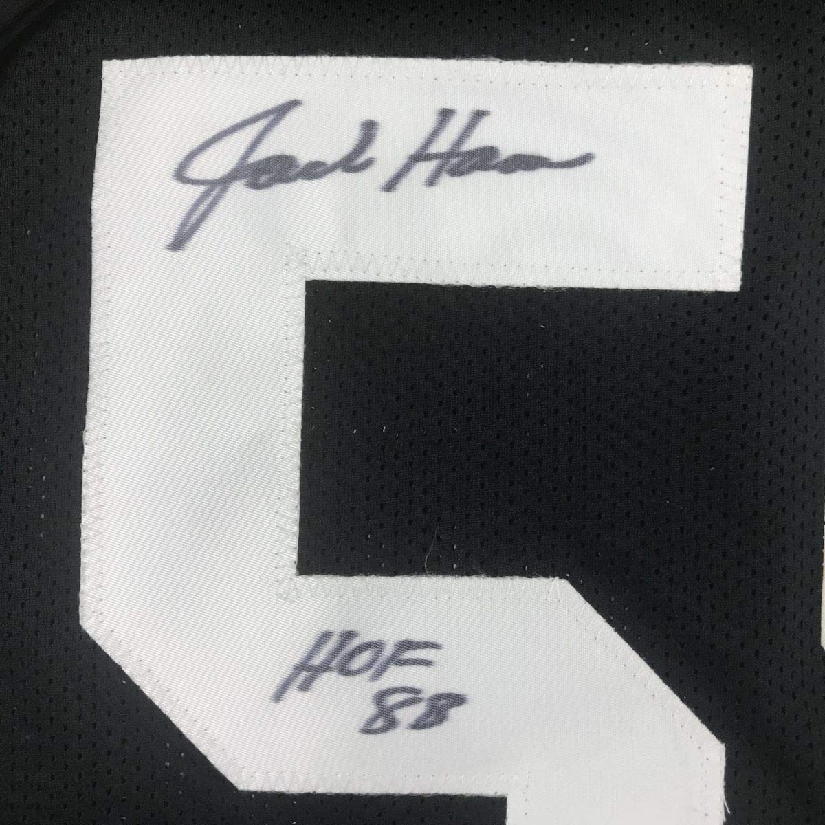 Framed Autographed/Signed Jack Ham HOF 88 35x39 Pittsburgh Black Football Jersey JSA COA
