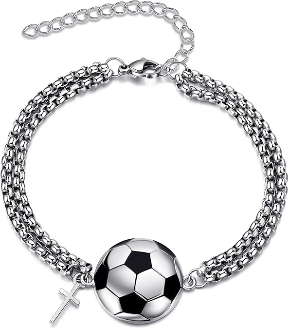 Soccer Bracelet for Men Soccer Cross Bracelets Jewelry Gifts for Women Men Football Player