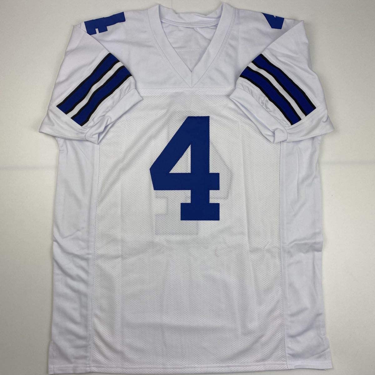 Autographed/Signed Dak Prescott Dallas White Football Jersey Beckett BAS COA