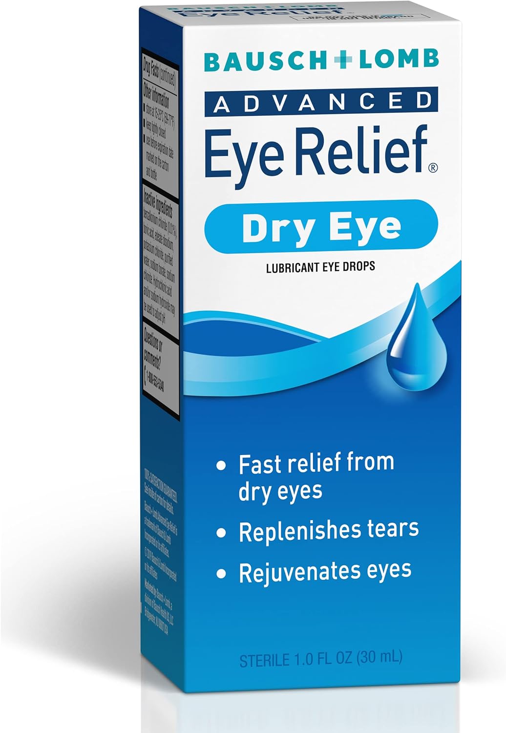 Advanced Eye Relief Eye Drops by Bausch & Lomb, for Dry Eyes & Redness Relief, 30 mL