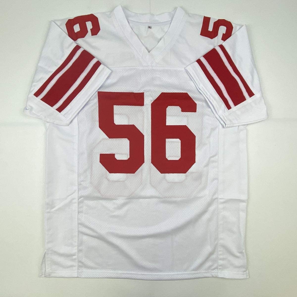 Autographed/Signed Lawrence Taylor New York White Football Jersey Beckett BAS COA