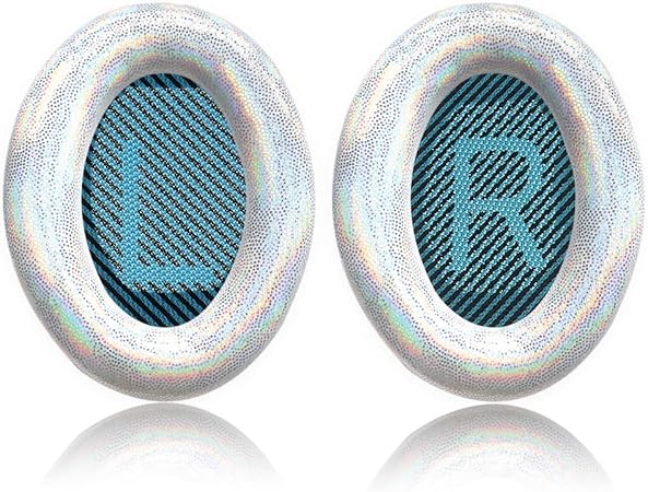 Professional Ear Pads for Bose QC35 ii QC25 QC2 QC15 Ae2 Ae2i Ae2w SoundTrue & SoundLink(Over-Ear), Memory Foam & Stylish Fabric, Durable Ear Cushions for Extra Soft, by Krone Kalpasmos-Shining White