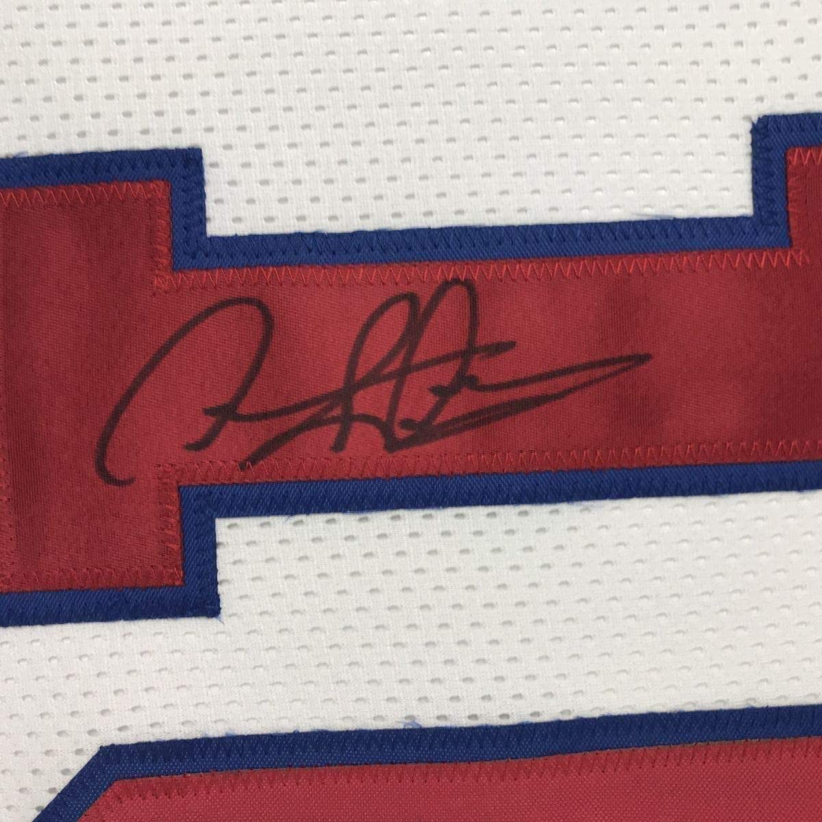 Framed Autographed/Signed Dennis Rodman 35x39 Detroit White Basketball Jersey JSA COA