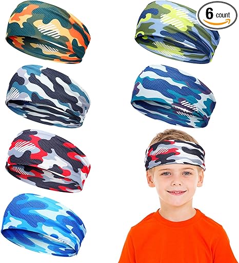 Sweatbands for Kids - Non Slip Breathable Kids Athletic Sweatband Football Headband for Boys, Made of Comfortable Milk Silk, Elastic Sweat Absorbing Hairband for Kids Basketball Soccer Baseball