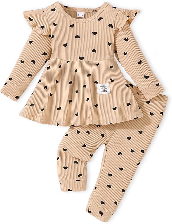 Baby Girls Clothes Toddler Girl Outfits Fall Infant WInter Ribbed Pants Set for 6 9 12 18 24 Months 2t 3t Girls