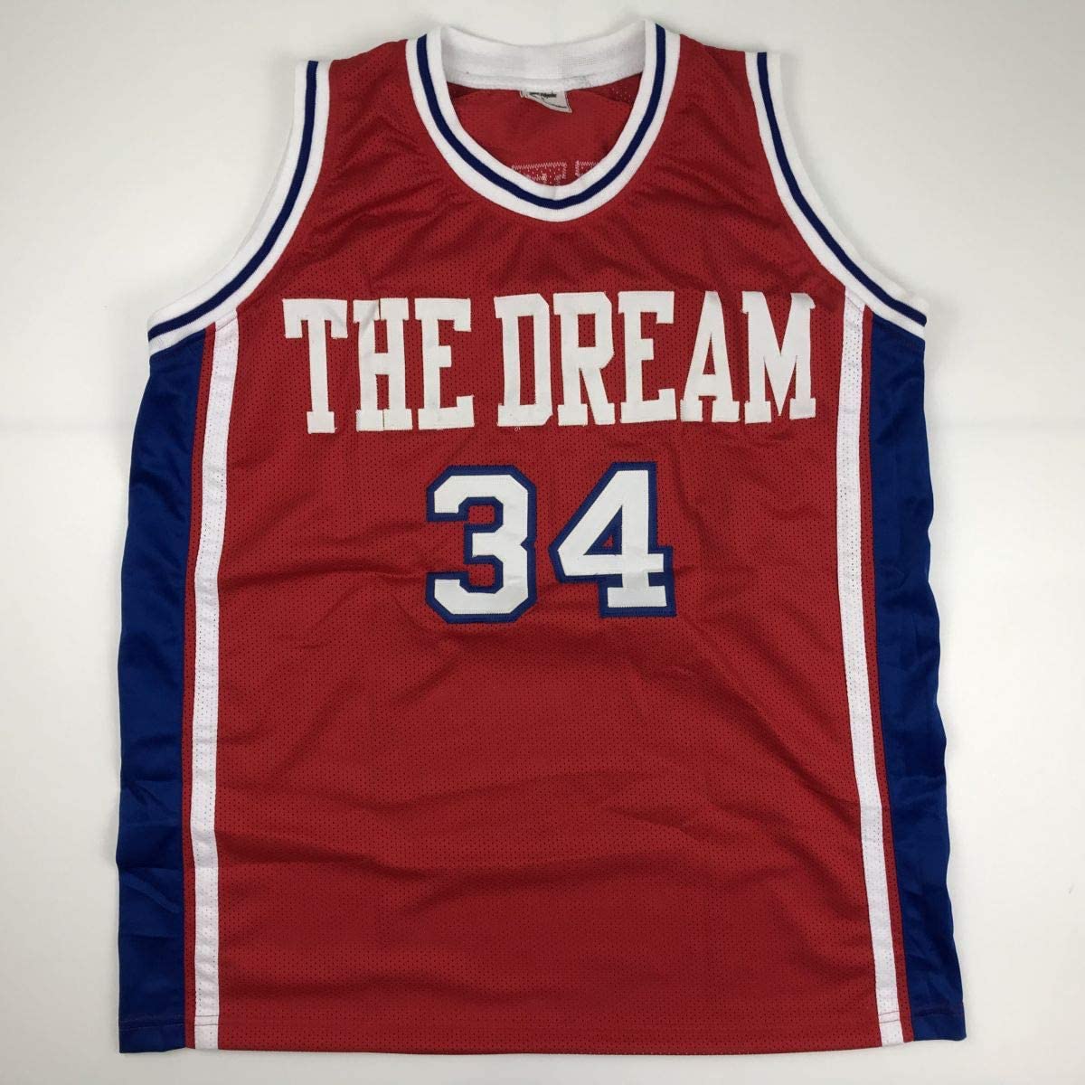 Autographed/Signed Hakeem Akeem Olajuwon Houston Red College Basketball Jersey Beckett BAS COA