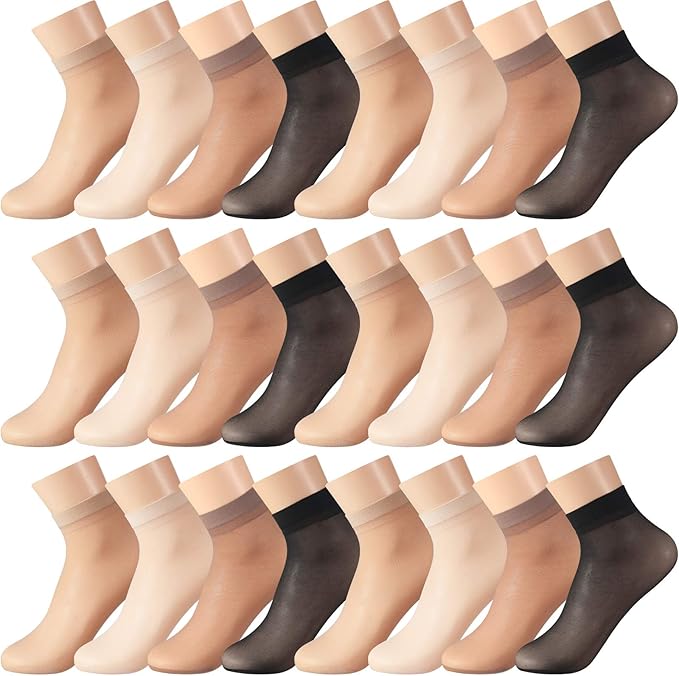 Geyoga 40 Pairs Women Sheer Nylon Socks Ankle High Sheer Socks Soft Silky Short Socks