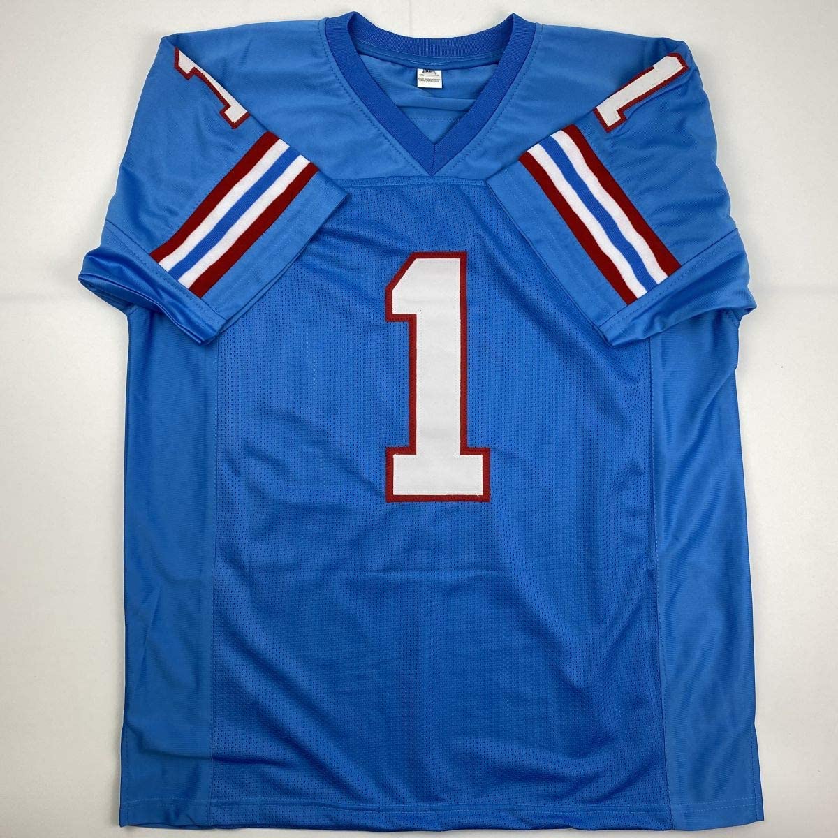 Autographed/Signed Warren Moon Houston Blue Football Jersey GTSM COA Holo Only