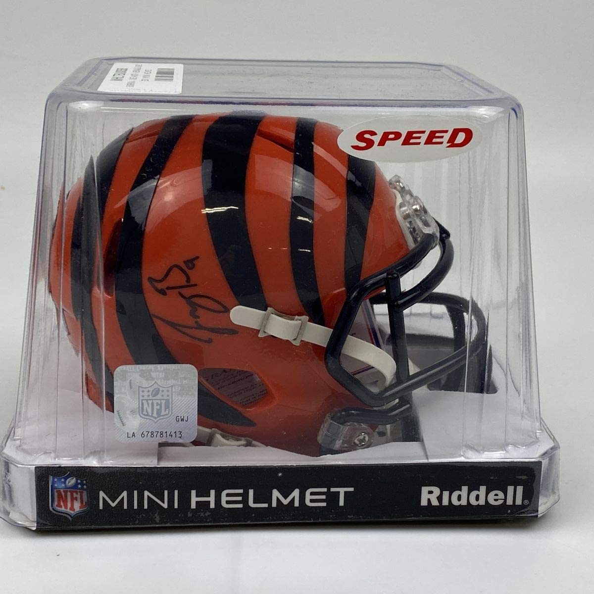 Autographed/Signed Joe Burrow Cincinnati Bengals Mini Football Helmet Fanatics COA