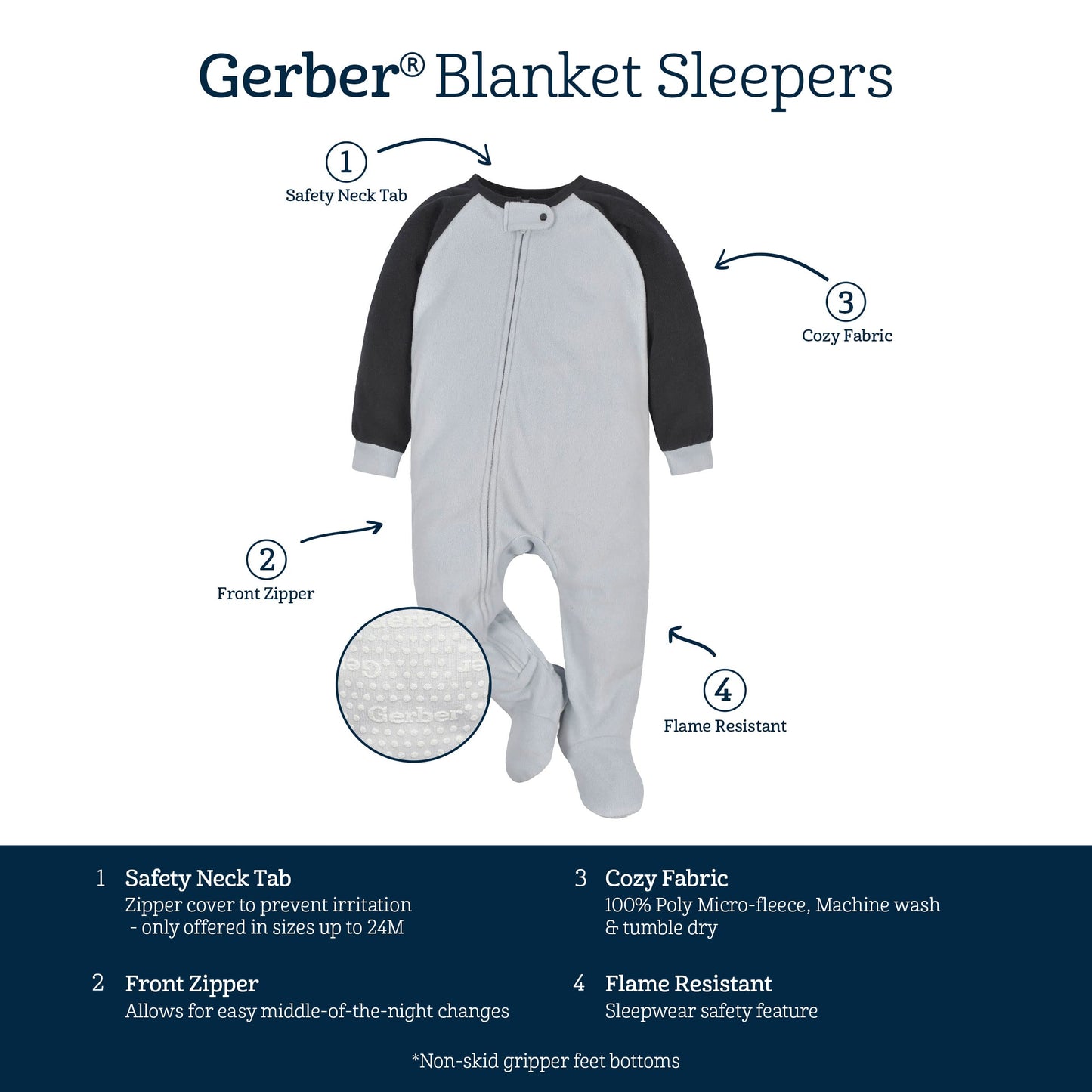 Gerber Baby Boys' Toddler Loose Fit Flame Resistant Fleece Footed Pajamas 2-Pack, Brown Lion, 6-9 Months