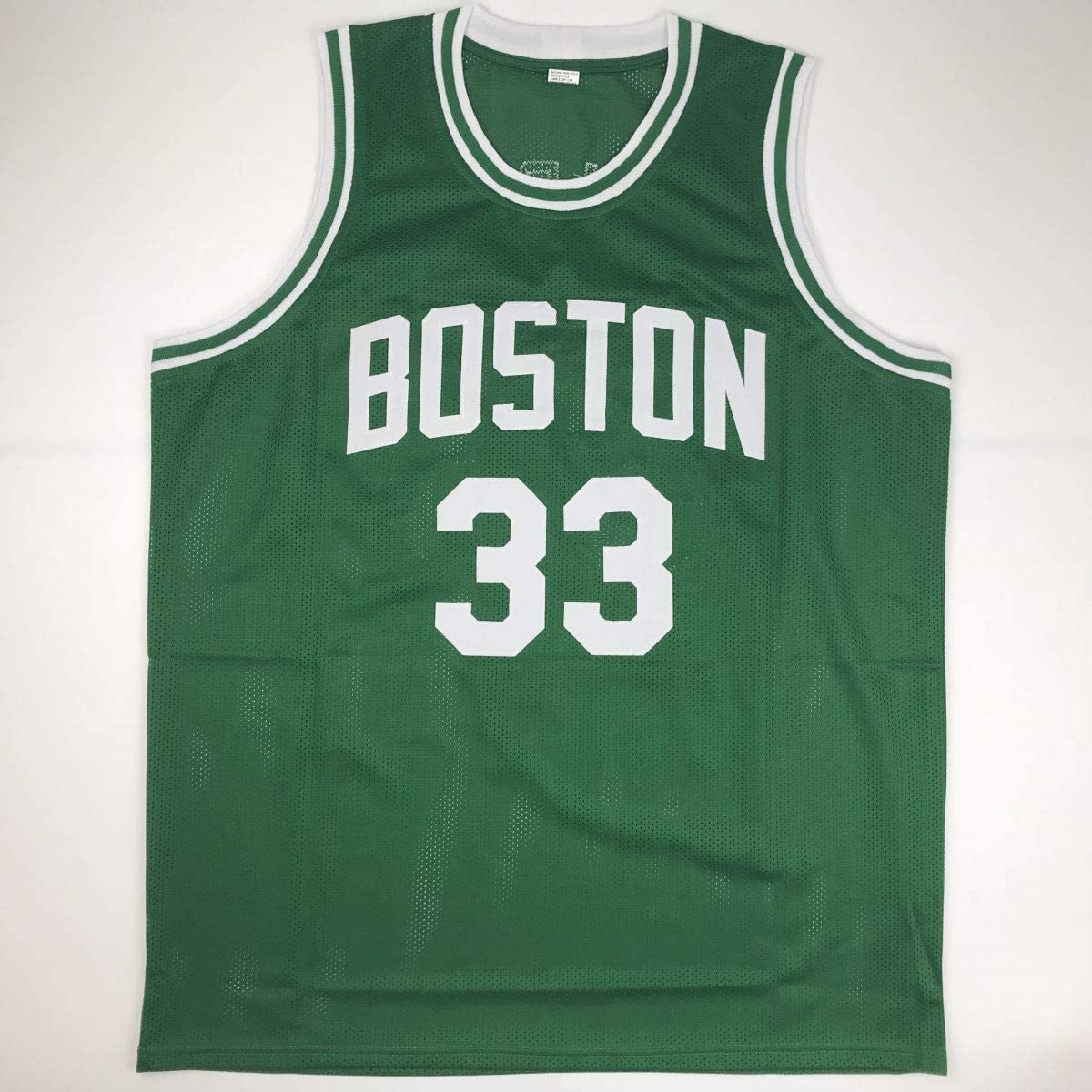 Autographed/Signed Larry Bird Boston Green Basketball Jersey Athlete Hologram COA