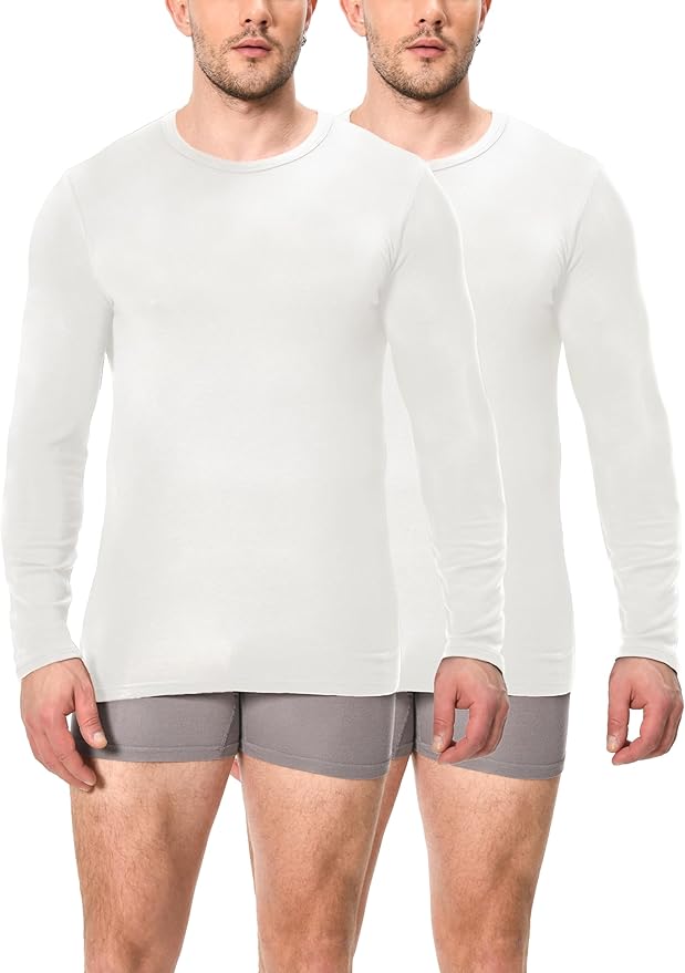 Comfneat Men's Thermal Long Sleeve Undershirts Lightweight Soft Base Layer Crew Neck