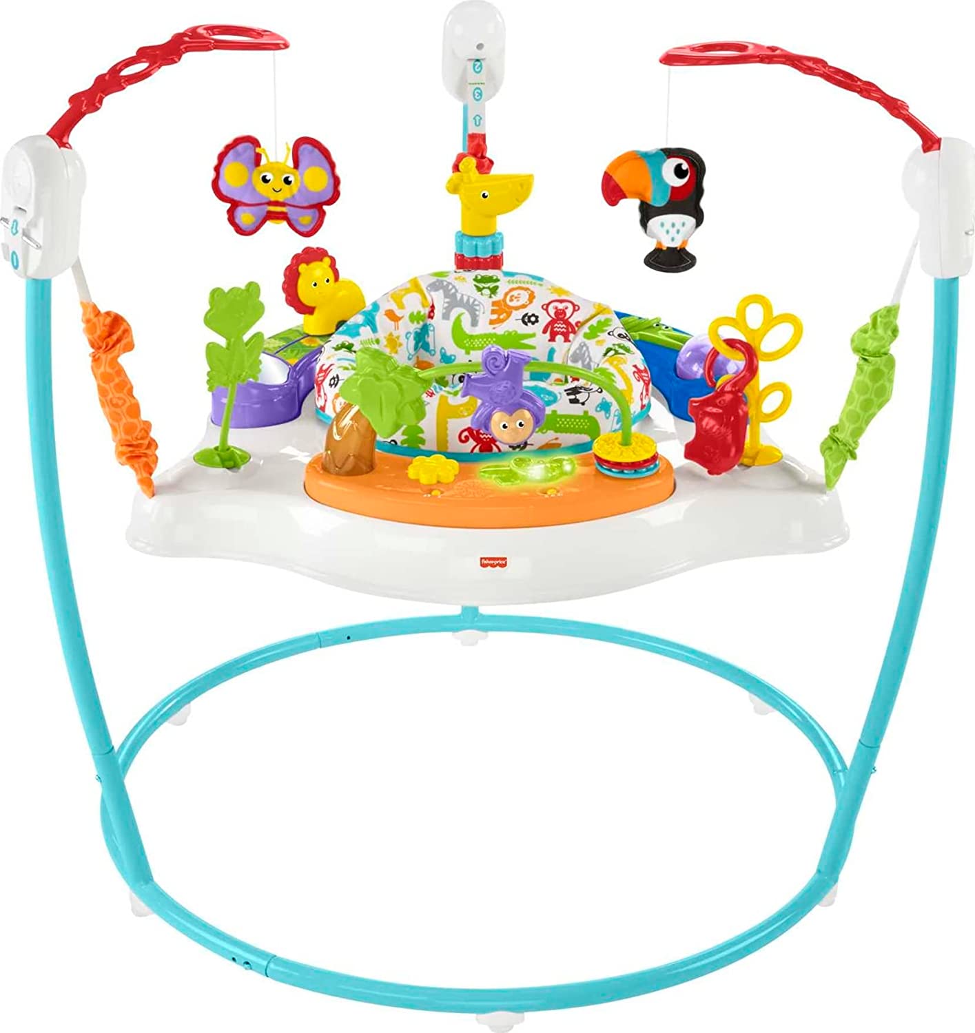Fisher-Price Baby Bouncer Animal Activity Jumperoo With Music Lights Sounds And Developmental Toys For Infants