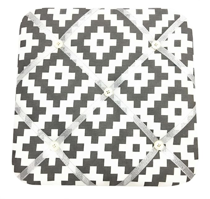 Bacati Love Unisex Fabric Memory/Memo Photo Bulletin Board, Silver/Grey