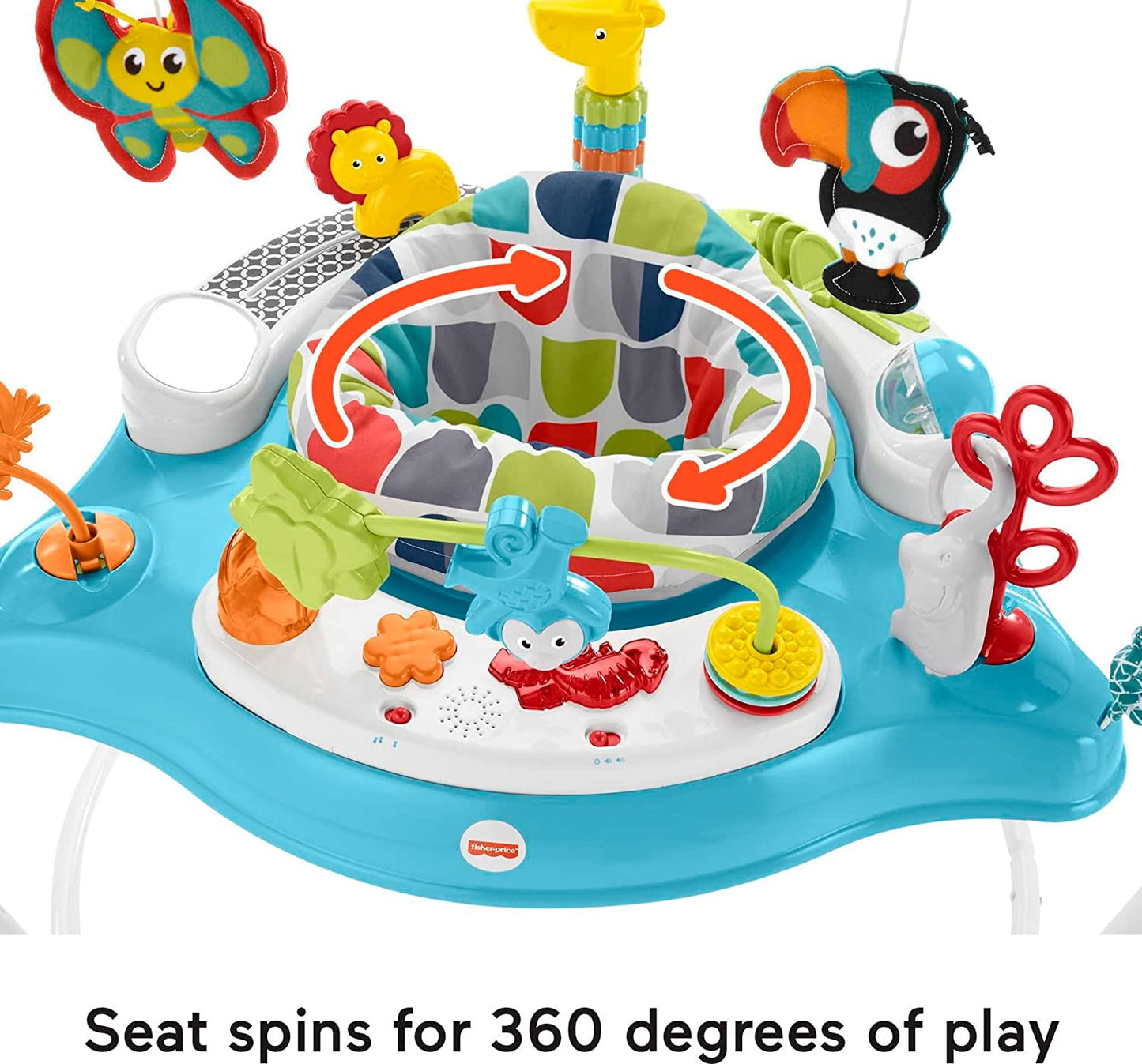 Fisher-Price Baby Bouncer Animal Activity Jumperoo With Music Lights Sounds And Developmental Toys For Infants