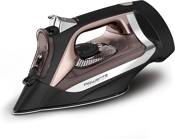 Rowenta, Iron, Access Stainless Steel Soleplate Steam Iron with Retractable Cord, Powerful Steam Diffusion, Auto-off, Anti-Drip, 1725 Watts, Ironing, Black Clothes Iron, DW2459