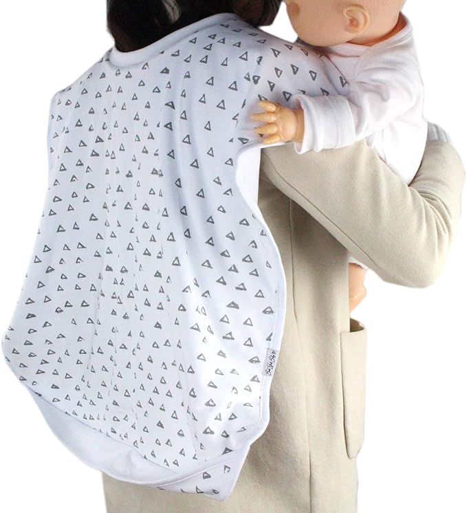 Baby Burp Cloth Double Shoulder Burp Bib, Organic Cotton Large 35‰x22‰, Triple Layer, Thick, Soft and Extra Absorbent Towels Burping Rags for Newborns, Shower Gift for Boys and Girls, Grey White