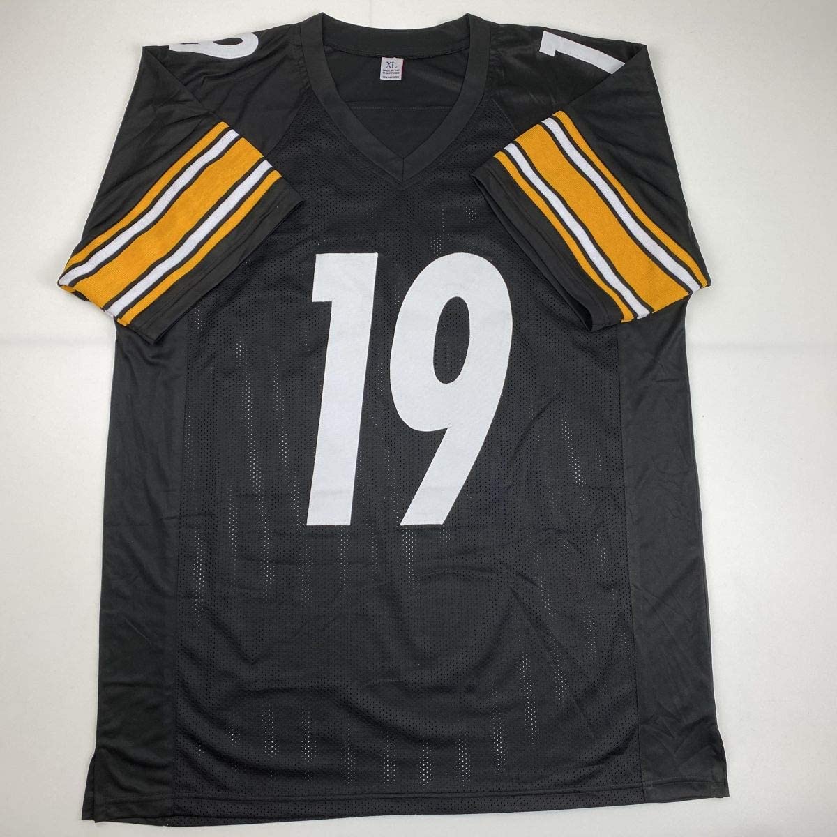 Autographed/Signed JuJu Smith-Schuster Pittsburgh Black Football Jersey Beckett BAS COA