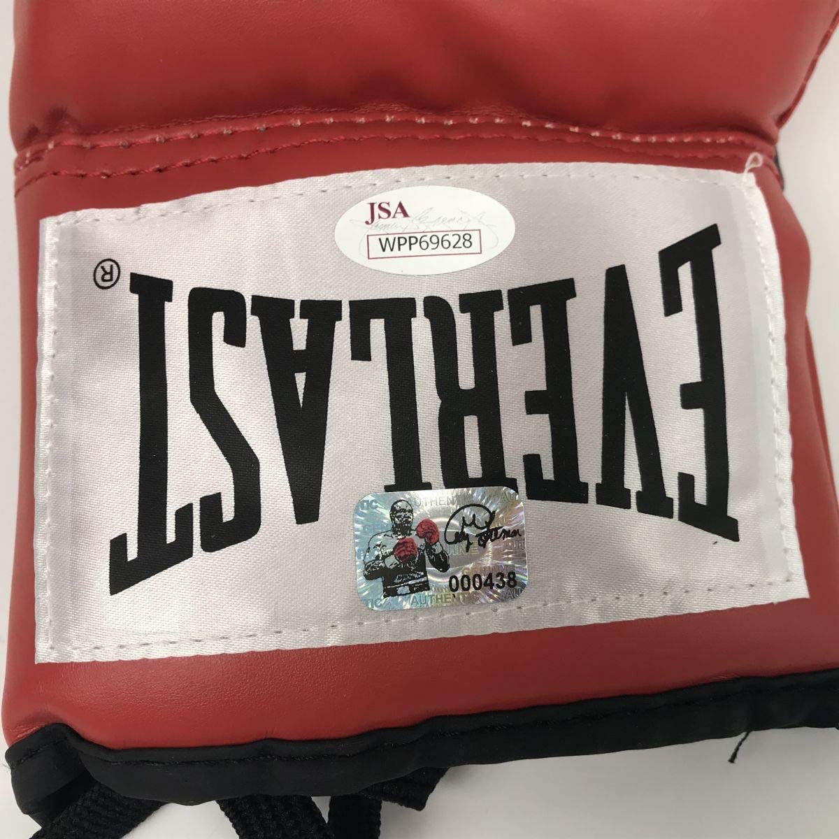 Autographed/Signed George Foreman Red Everlast Boxing Glove JSA COA Auto