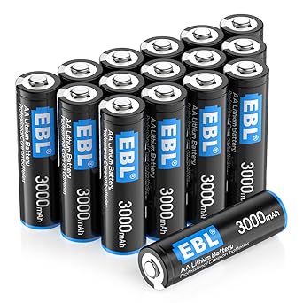 EBL 16 Pack AA Lithium Batteries 3000mAh 1.5V - High Performance Constant Volt Double A Battery for Blink Security System Flashlight Toy†—�Non-Rechargeable Batteries†—•