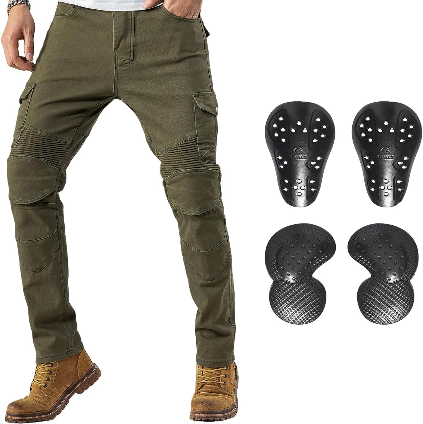 CTBQiTom Motorcycle Pants for Men Motocross Riding Pants Motorbike Riding Denim Jeans Adventure Trousers with CE Armor