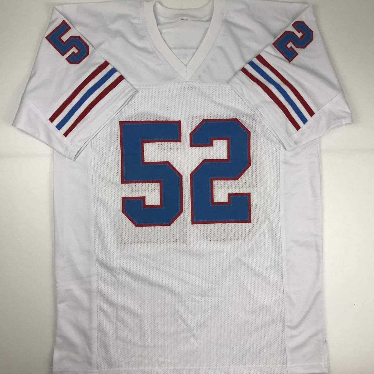 Autographed/Signed Robert Brazile HOF 18 Houston White Football Jersey JSA COA