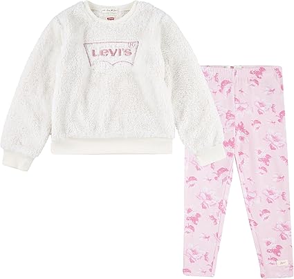 Levi's baby-girls Crewneck Sweatshirt and Joggers 2-piece Outfit Set