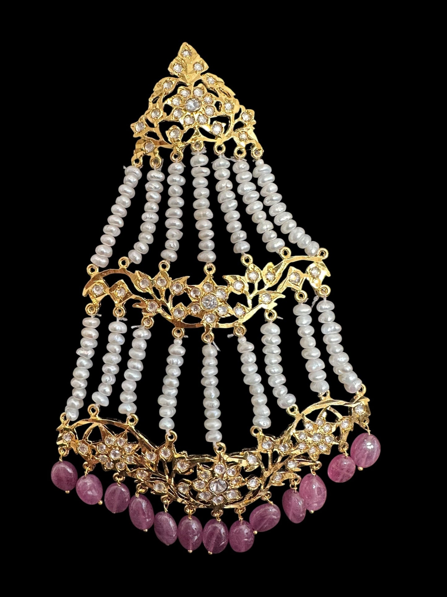 BR310 Bridal jadavi lacha , satlada in moissanite and emeralds ( SHIPS IN 5 WEEKS )