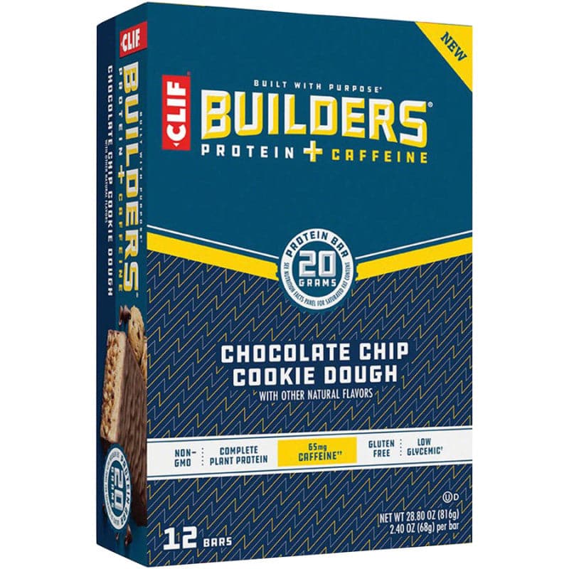 Clif Builder's Bar - Chocolate Chip Cookie Dough w/ Caffeine, Box of 12