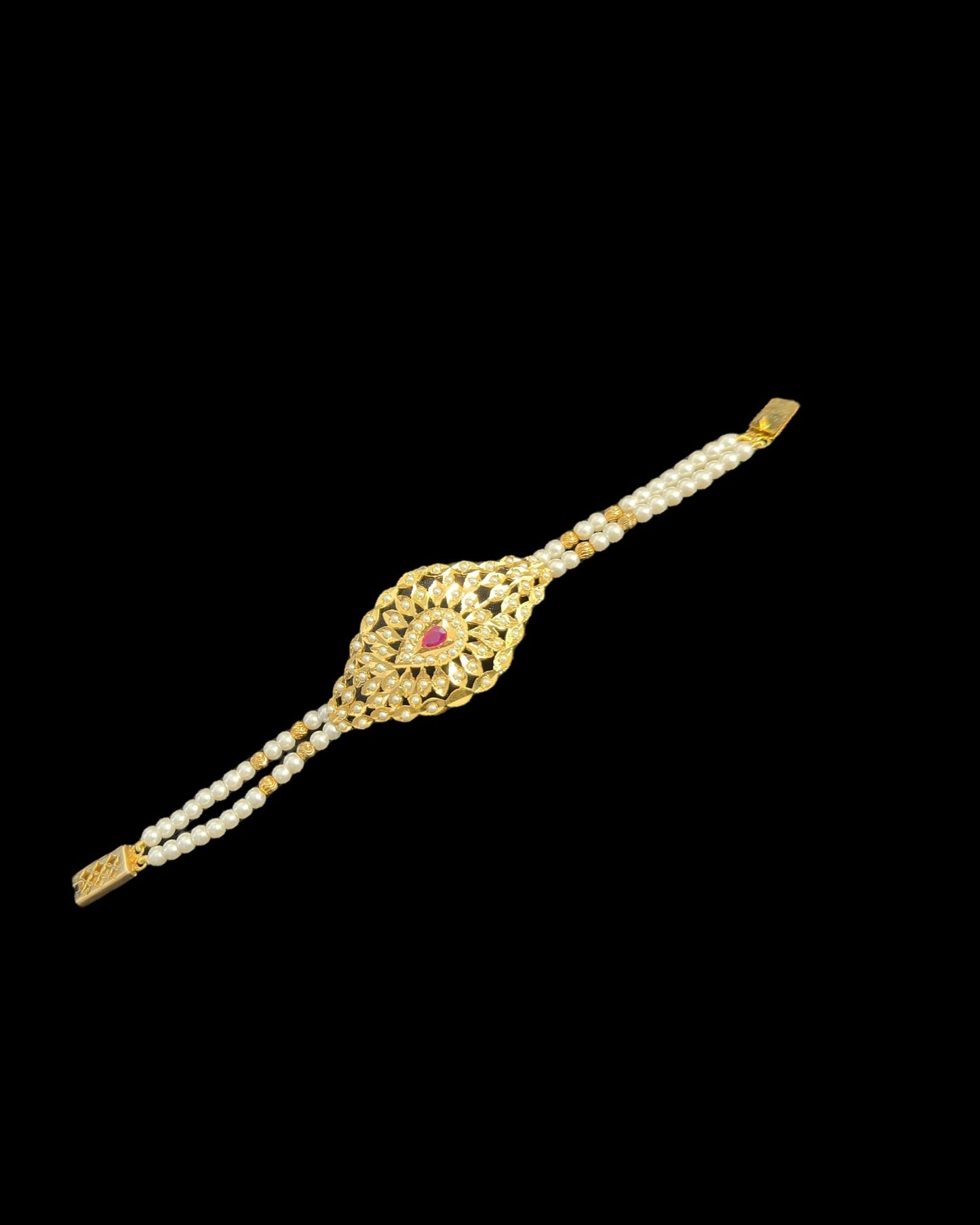 Jadau bracelet - Ruby pearls ( READY TO SHIP )