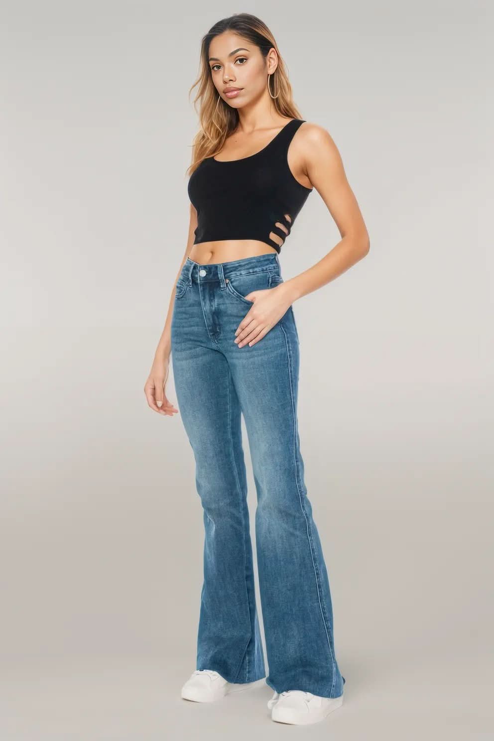 Judy Blue Full Size Tummy Control Cut Hem Flare Jeans