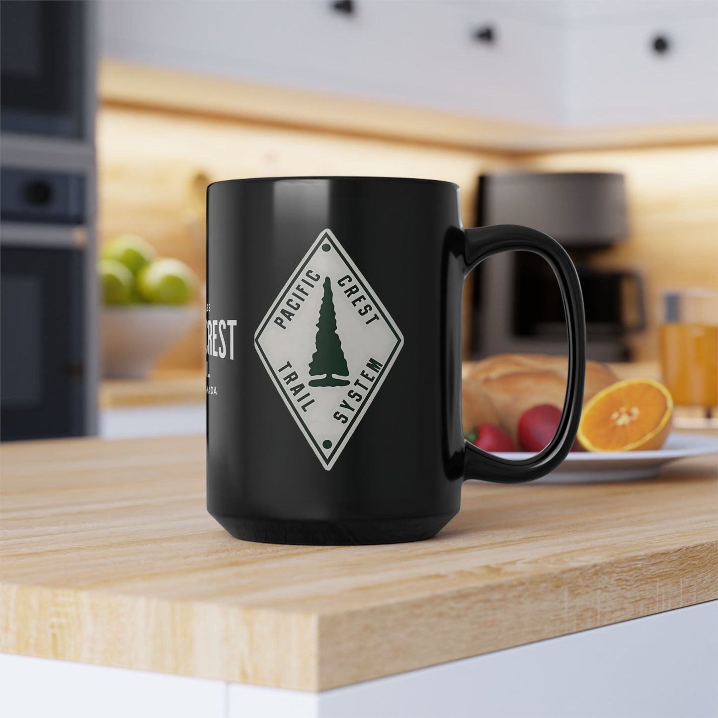 Pacific Crest Trail Classic Marker Black Mug 11oz, 15oz PCT Mexico to Canada Map Hiking Hike Inspired Drinkware