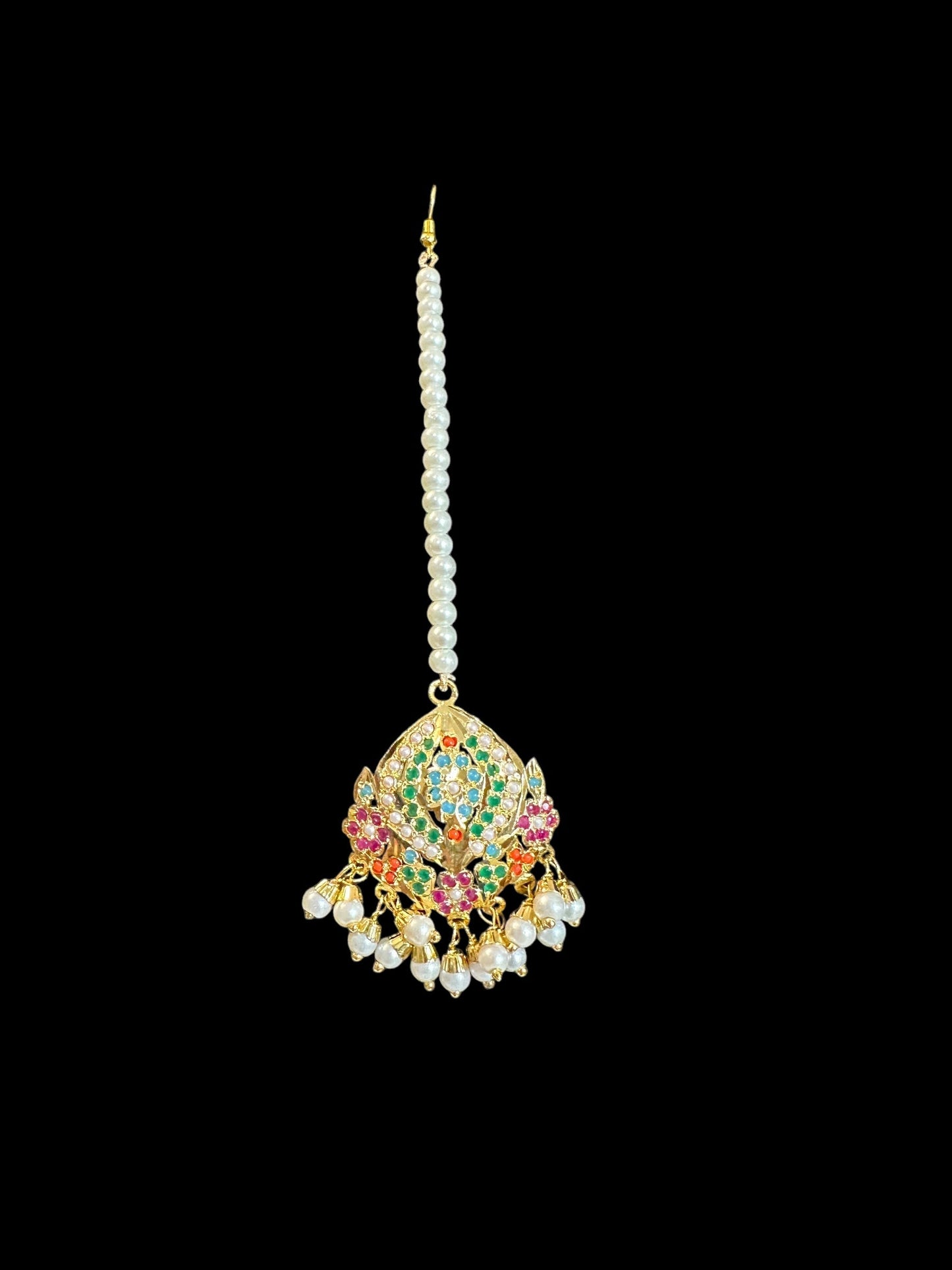 SAT113 Anya jadau 7 layered / satlada in Navratan ( READY TO SHIP )