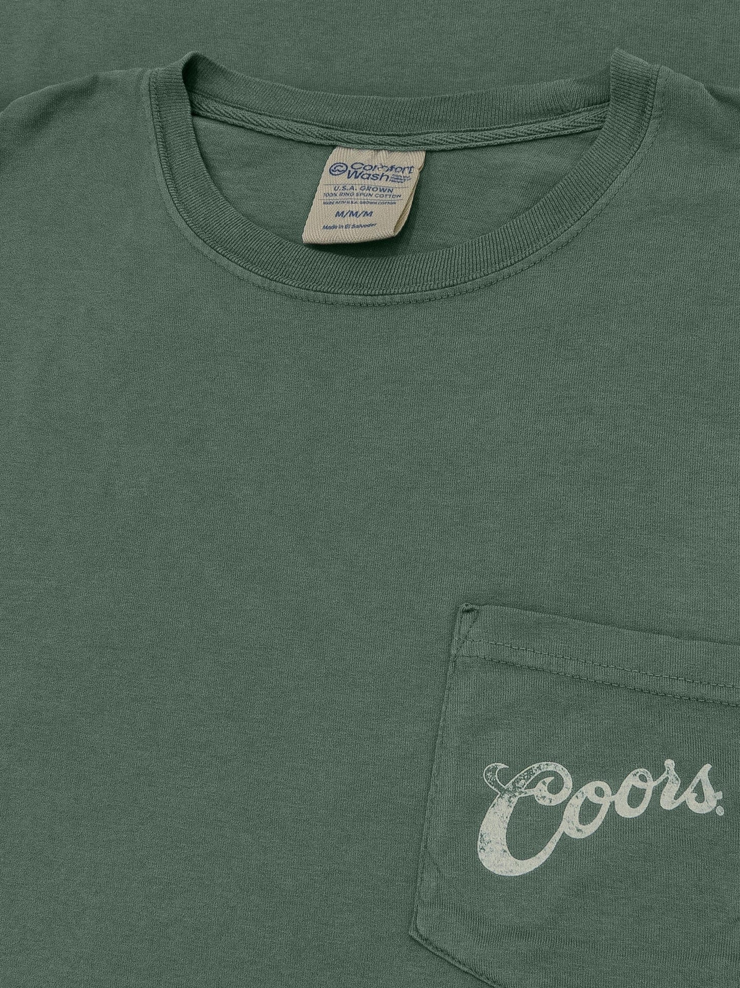 Coors Banquet Beer Rodeo Horse Front Pocket Tee T-Shirt - Cypress Green