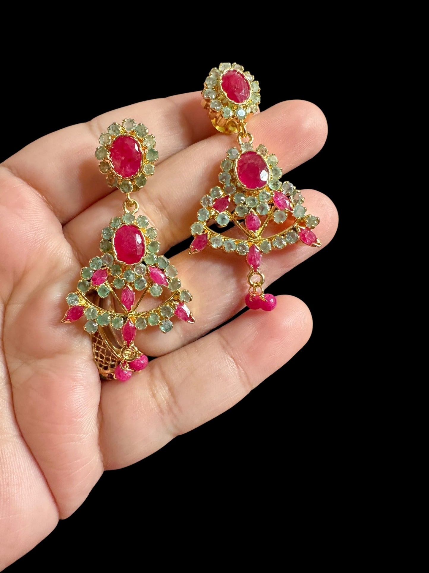 Ruby emerald earrings - Red green ( READY TO SHIP )