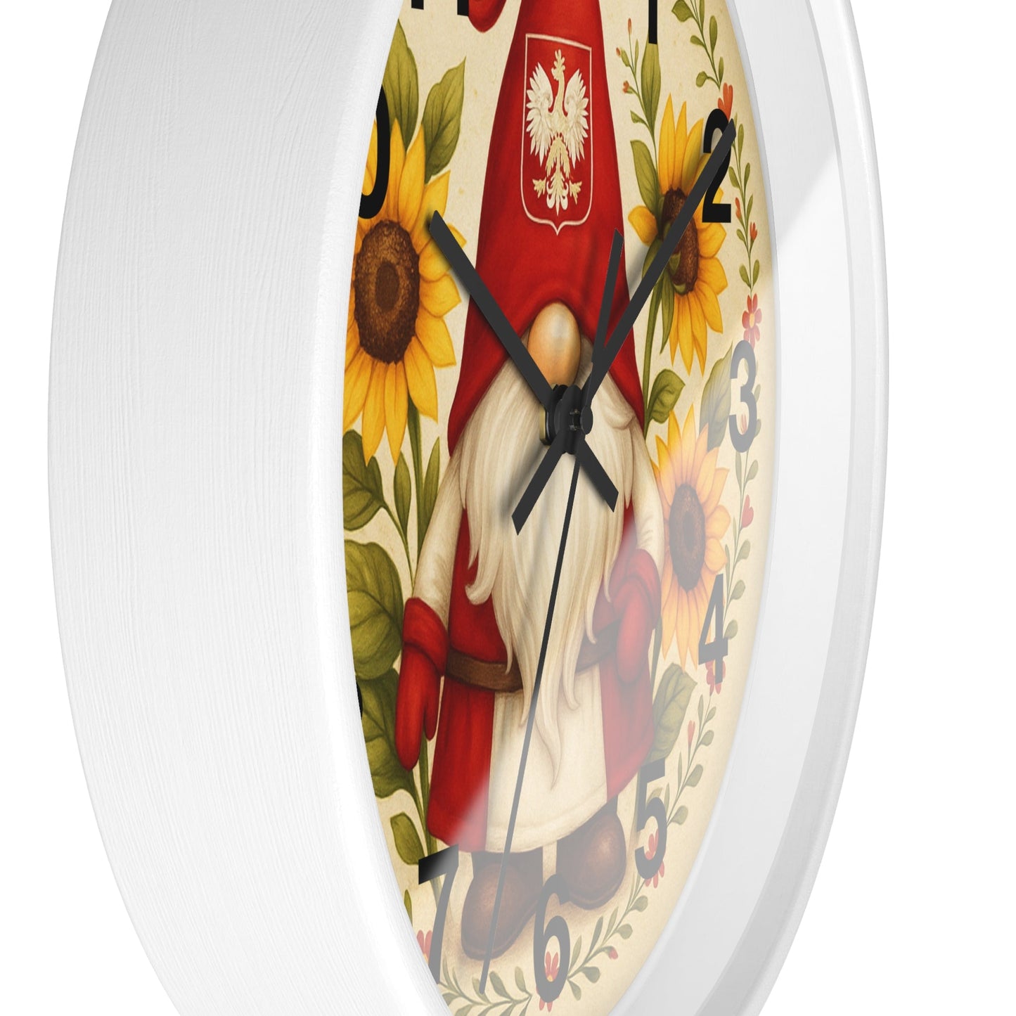 Polish Sunflower Gnome Wall Clock