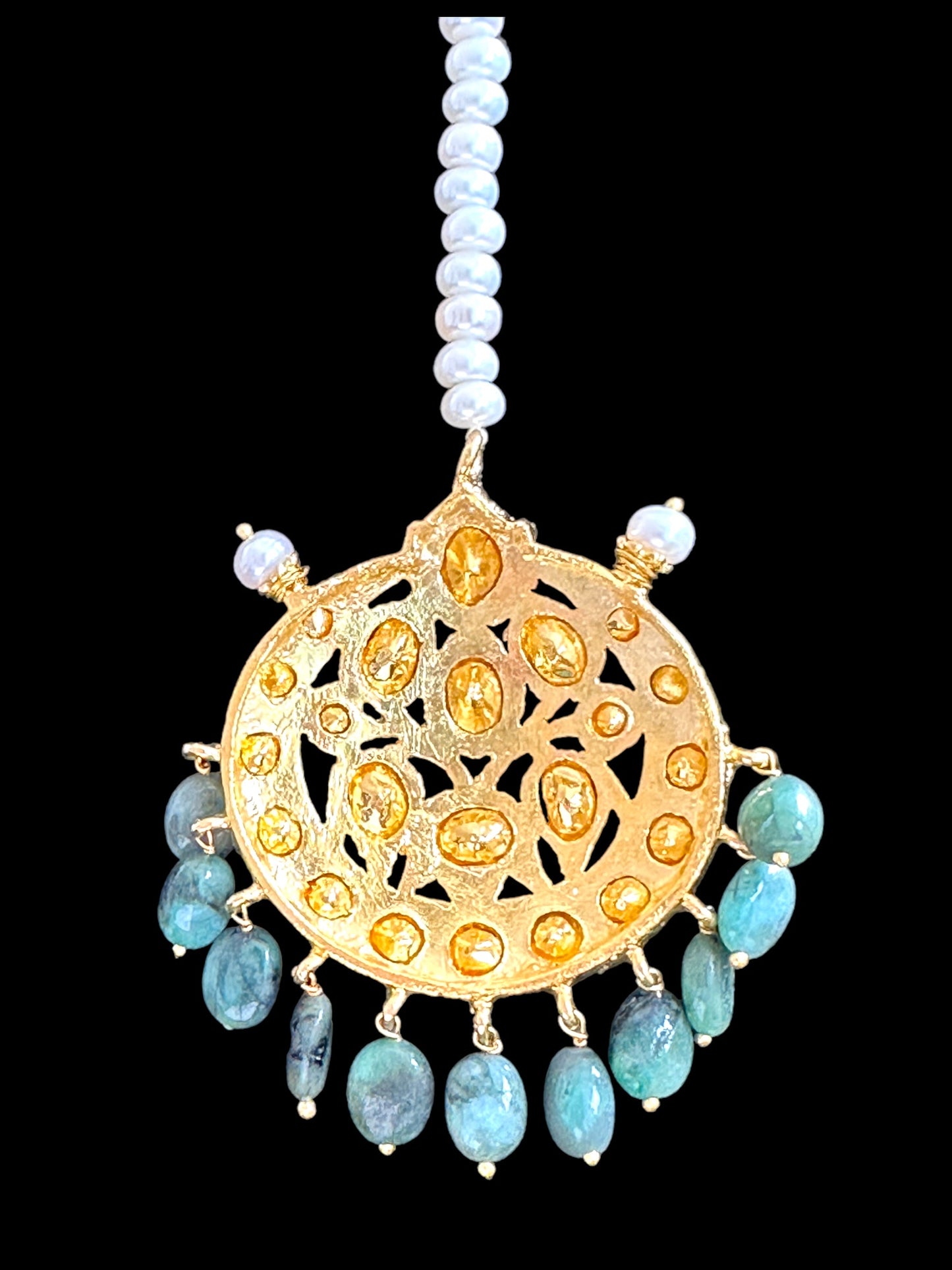 BR310 Bridal jadavi lacha , satlada in moissanite and emeralds ( SHIPS IN 2 WEEKS )