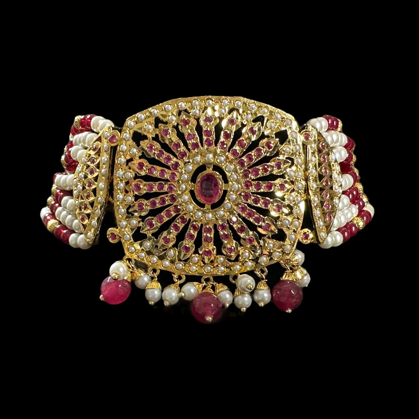 C317 Gold plated jadau choker in red ( READY TO SHIP )