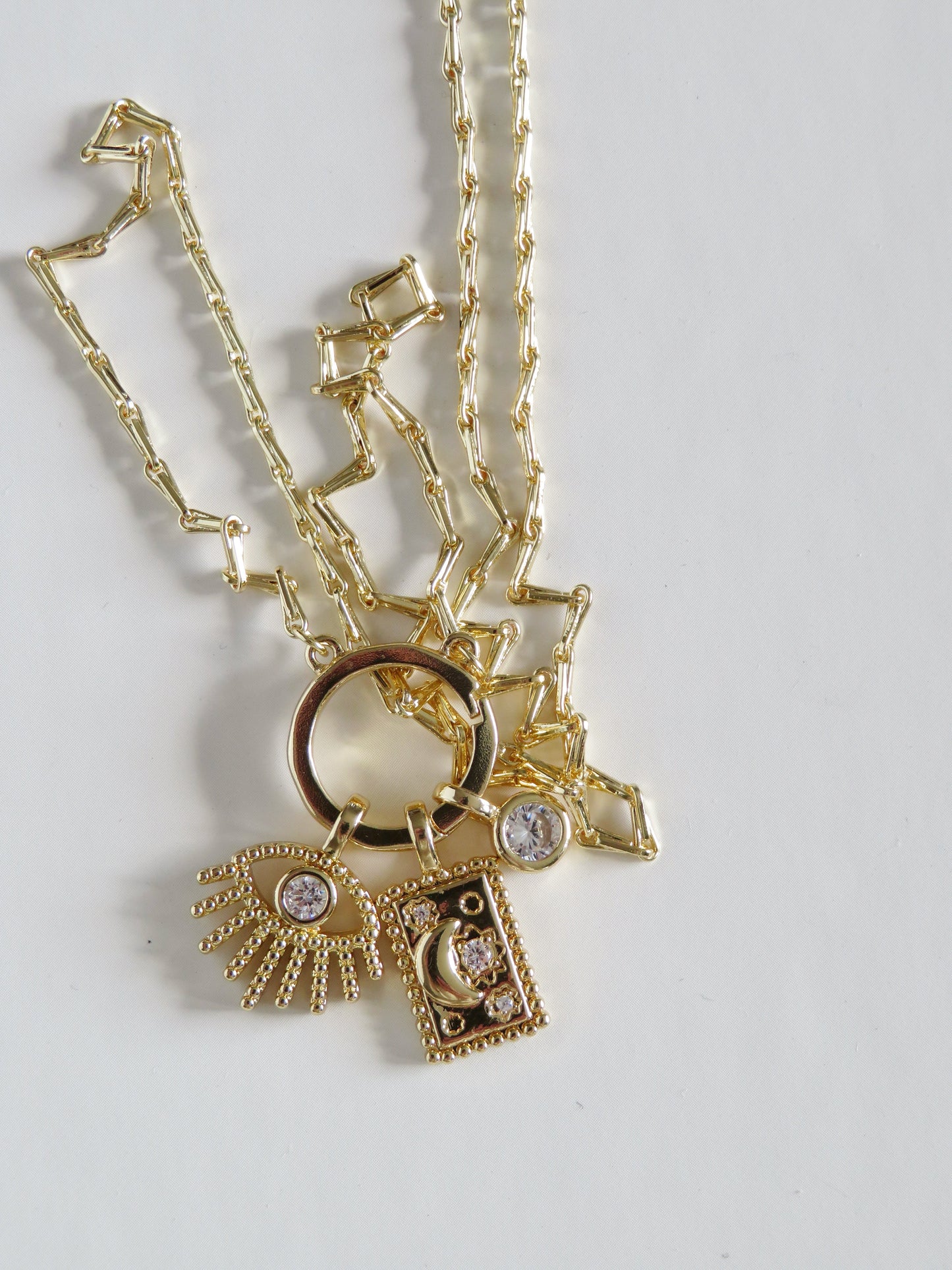 Amber Evil Eye Celestial Charm Cluster Necklace