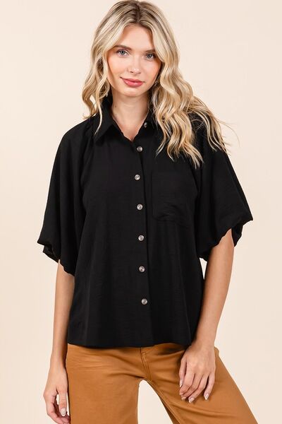 Mittoshop Airflow Short Bubble Sleeve Button Down Shirt #3