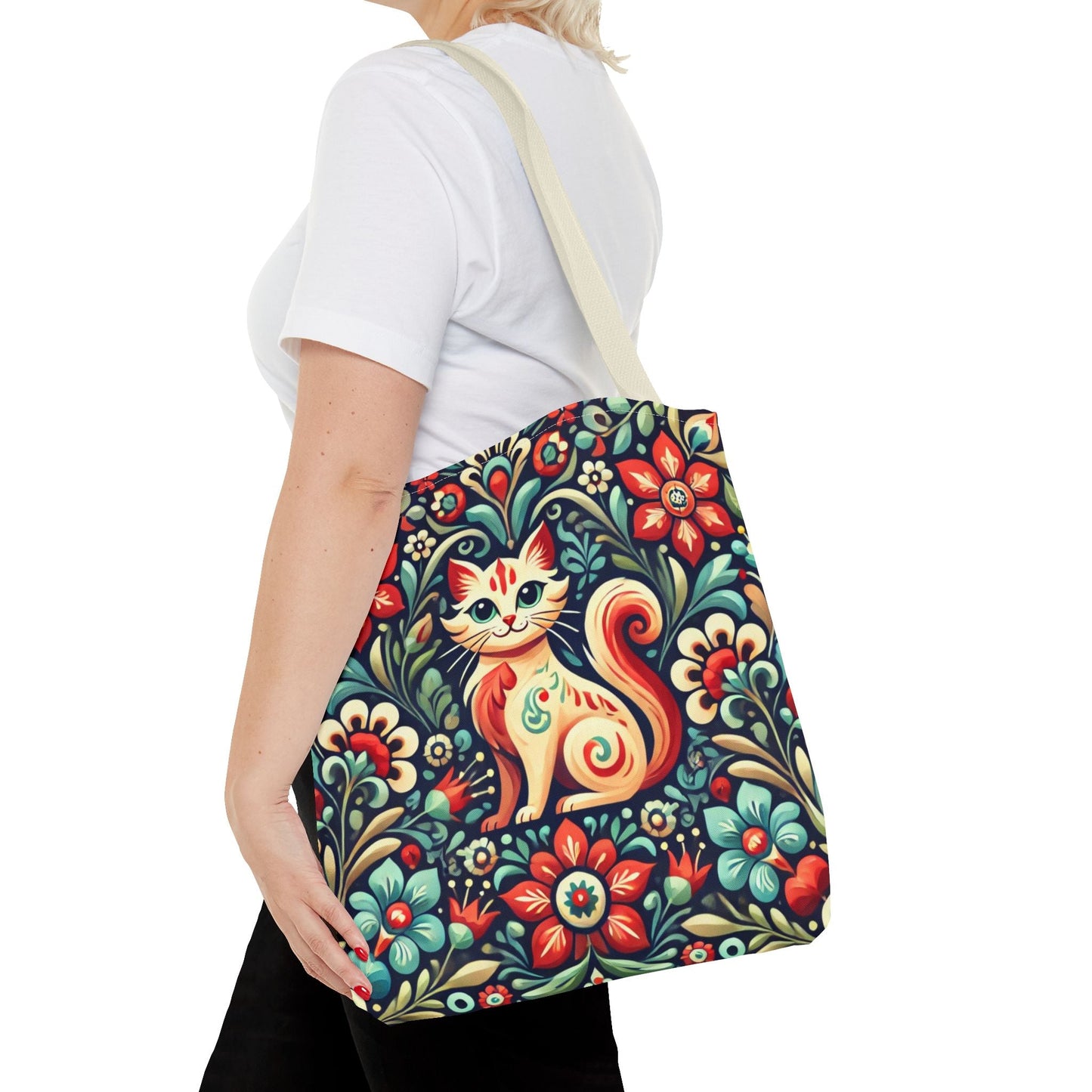 Orange Cat Folk Art Tote Bag