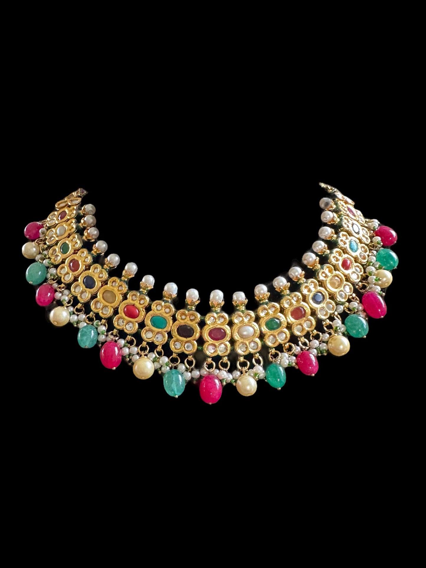 DNS69 Reva necklace set - Navratan ( READY TO SHIP )