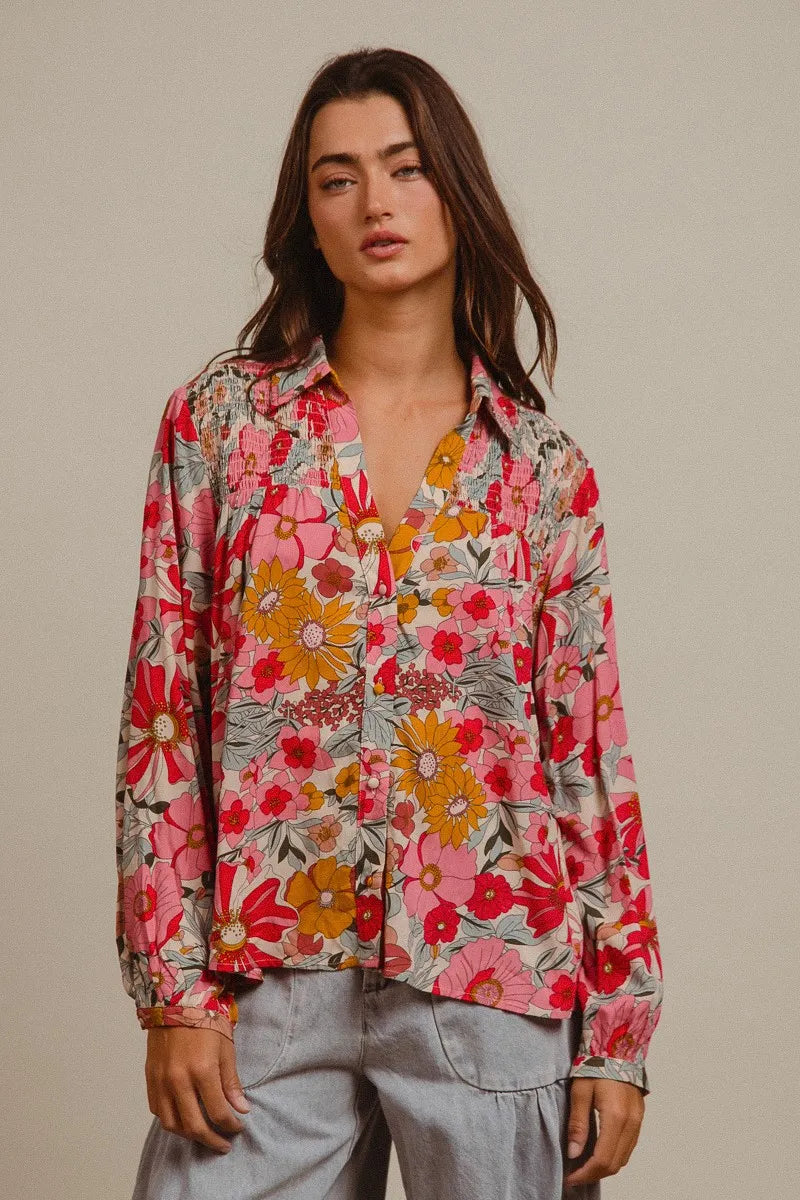 BiBi Woven Floral Printed Shirt Top