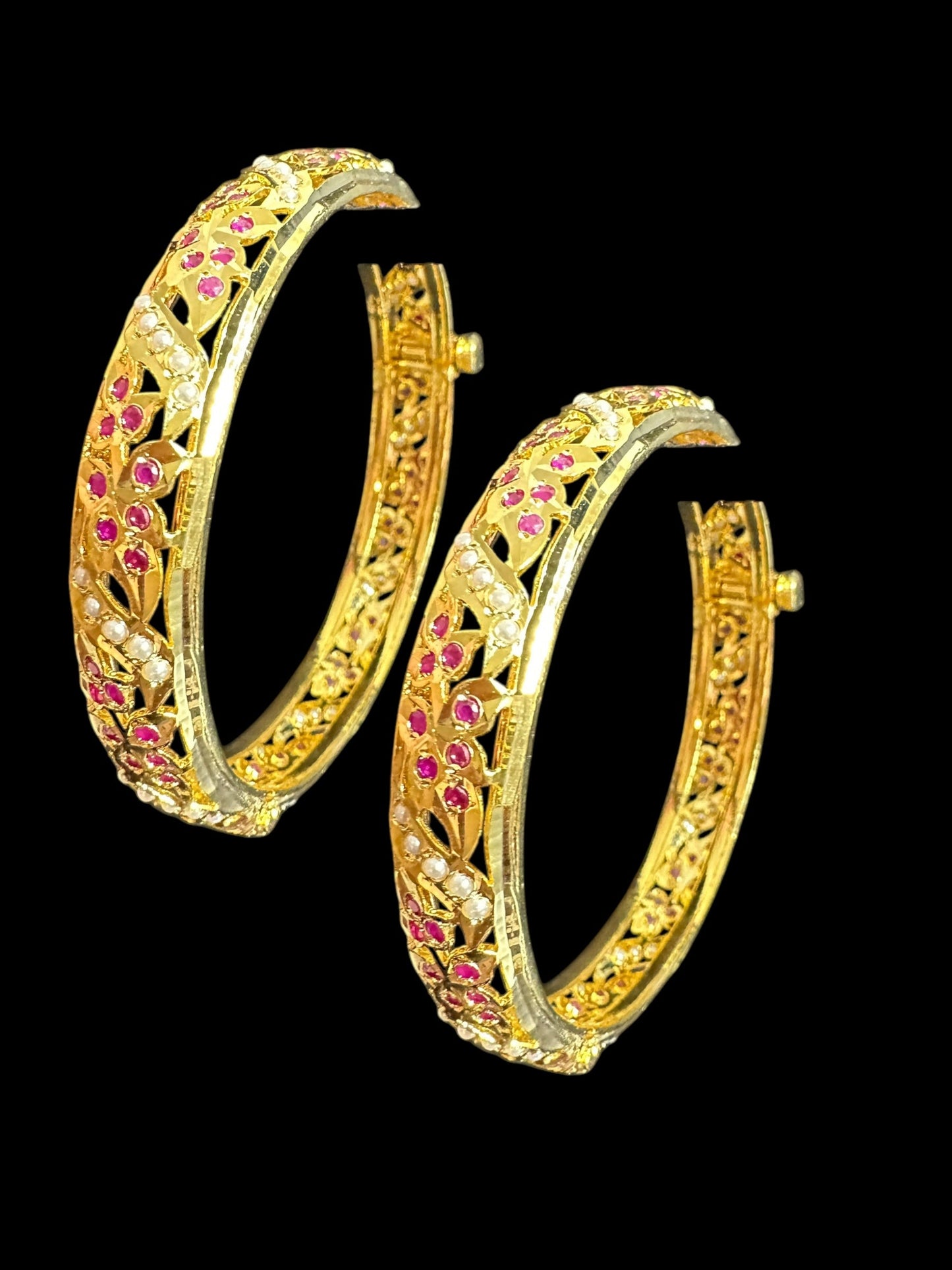 B311 Jadau bangles ( Ruby pearl ) ( READY TO SHIP)