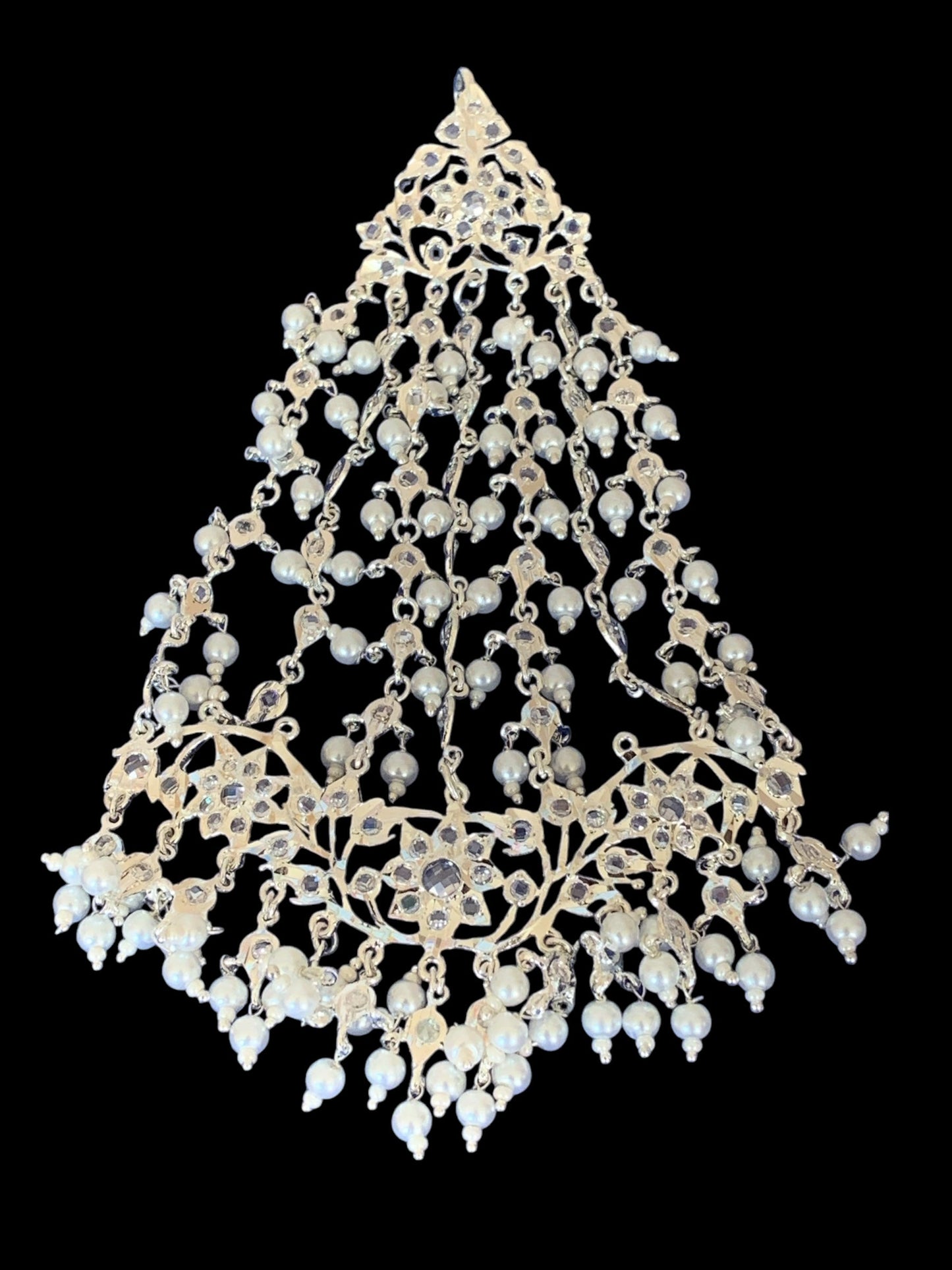 JTK13 Hira jhoomar tika in silver plating ( SHIPS IN 4 WEEKS )