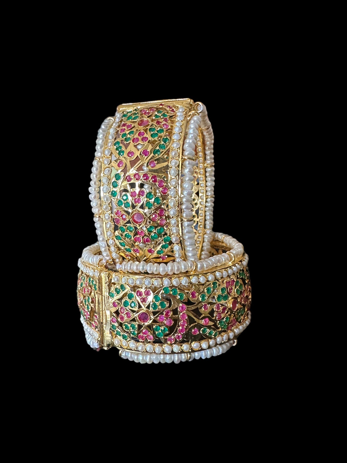 B174 Alea bangles fresh water pearl bangles in ruby emerald (READY TO SHIP )