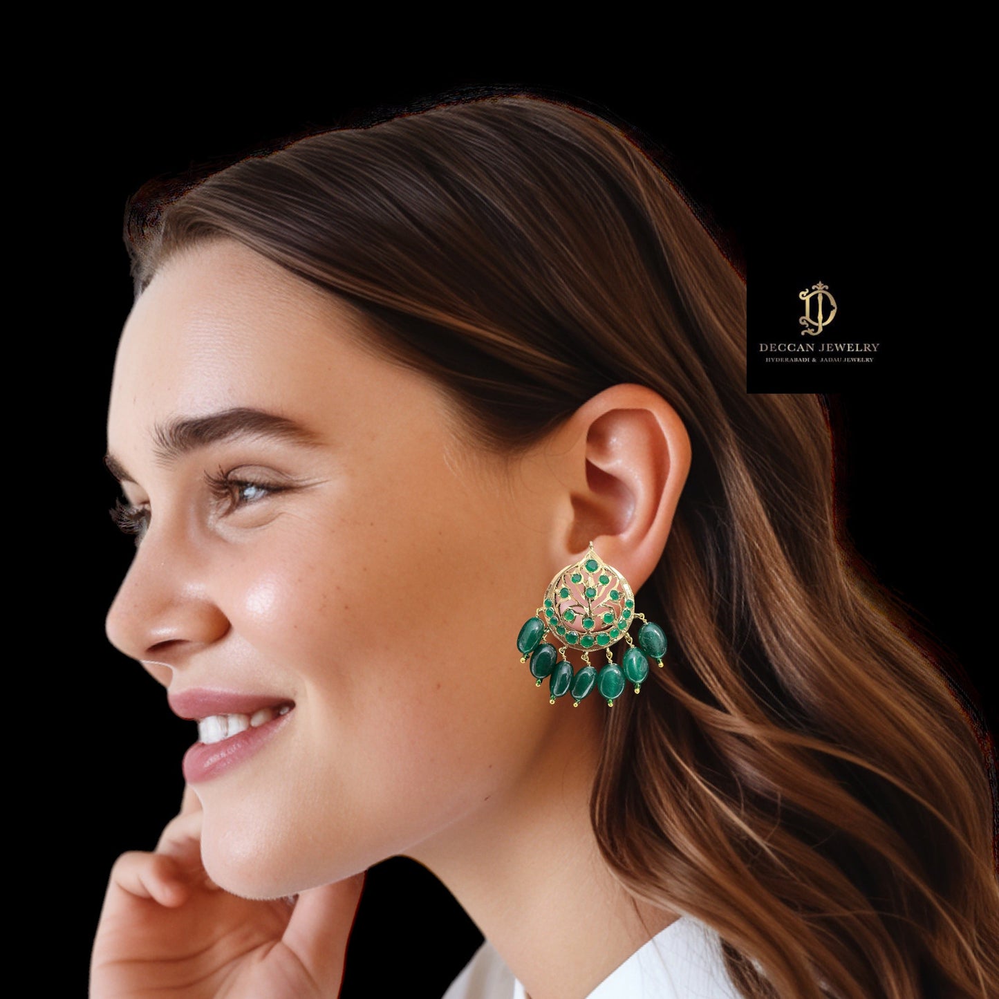 ET537 Asmee earrings in green (READY TO SHIP )