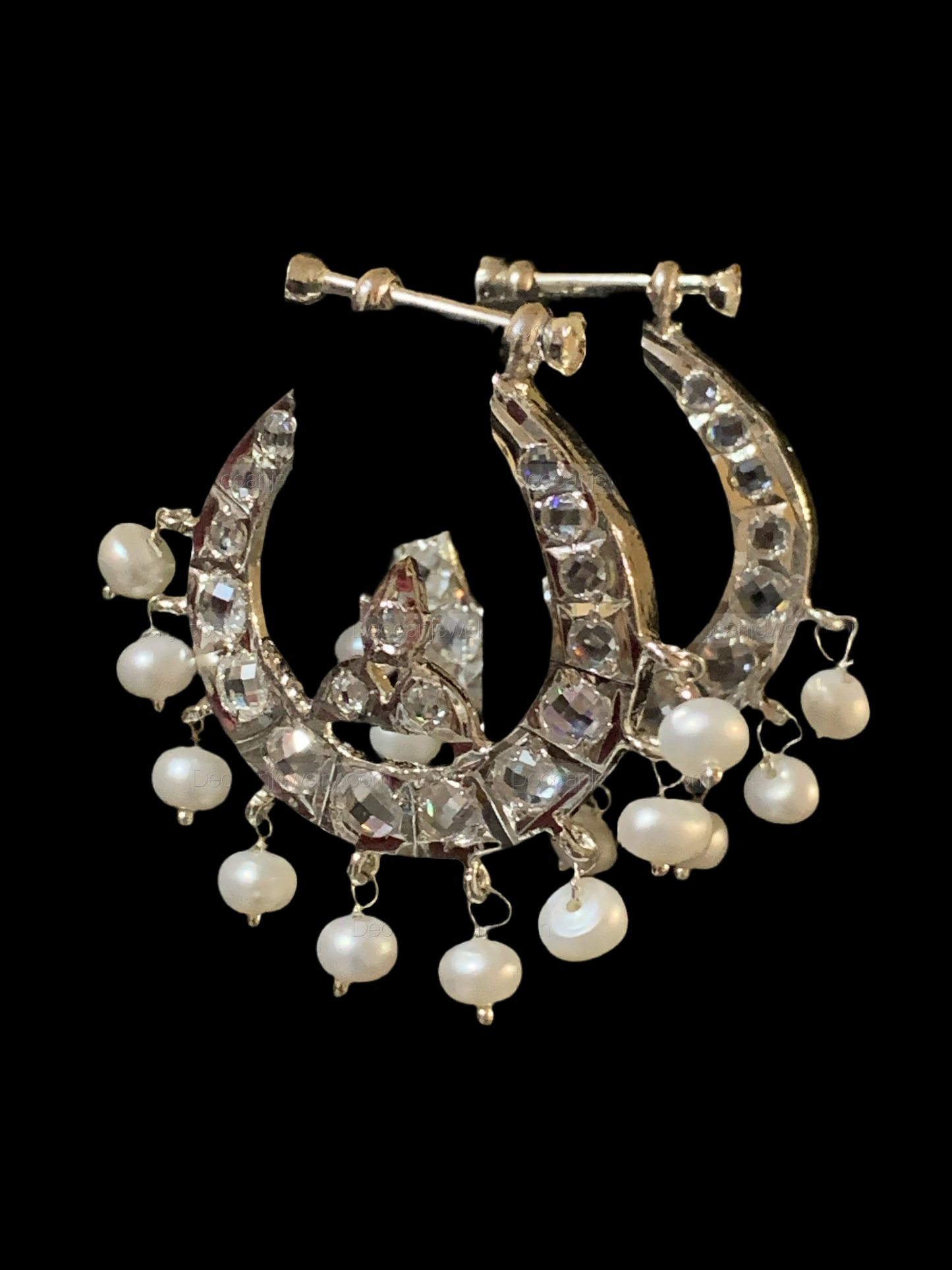DER631 Hosna silver plated chandbali ( SHIPS IN 4 WEEKS )
